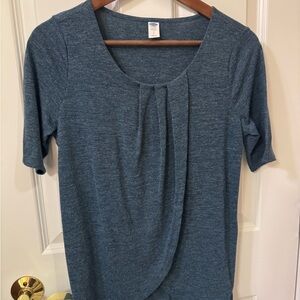 Old Navy Blue Gray Asymmetrical Pleated Blouse